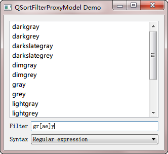 QSortFilterProxyModel 示例